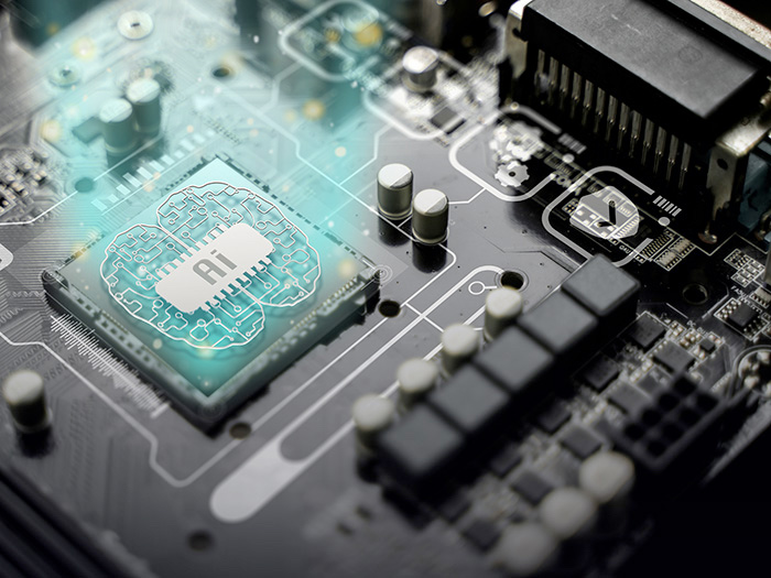 Computer hardware with AI written on chip